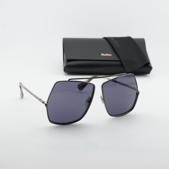 Max Mara Elsa MM0006 32N Geometric Sunglasses - Shiny Gunmetal/Smoke main image 10
